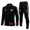 Manchester United Champions League Training Huppari Suits 2022-23 Neljännes Zip Musta Valkoinen - Lasten